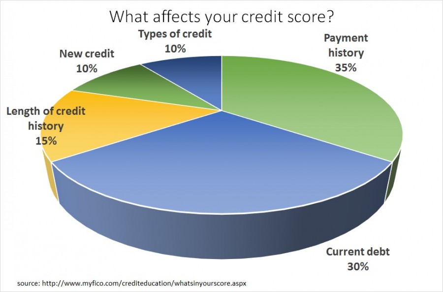Credit score components pie chart